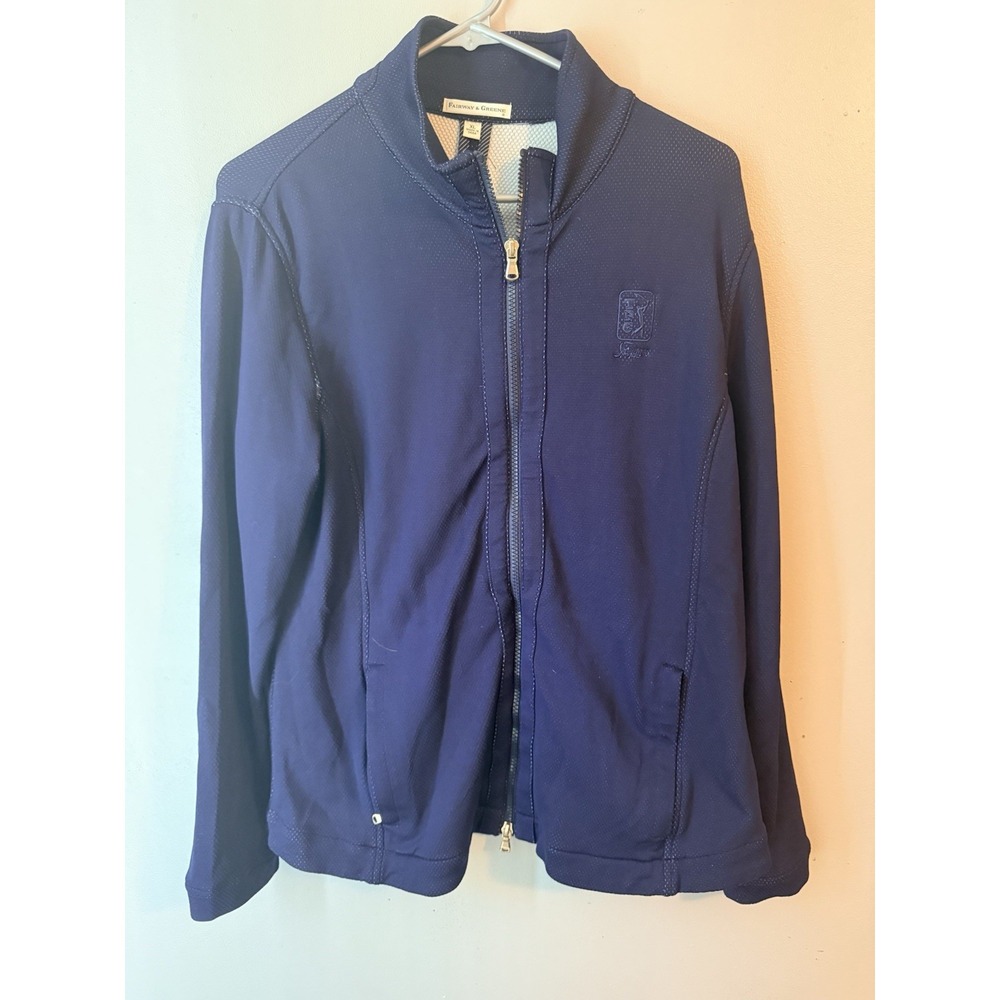F&G Golf XL TPC Sawgrass Blue Full Zip  Stretch Jacket Fast Shipping